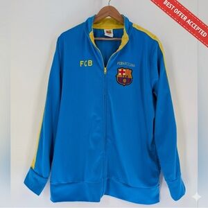 Vintage FC Barcelona‎ Track Jacket Blue Yellow Zip Up Sporty Retro Streetwear XL